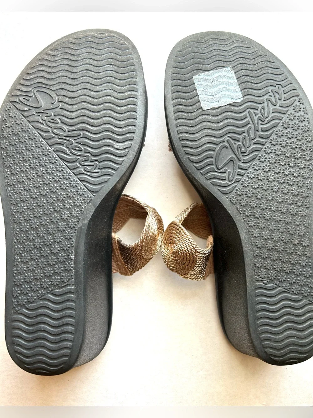 Wedges Slides Two Straps Embellished Slides size 9 Skechers Slides Shoes Gold